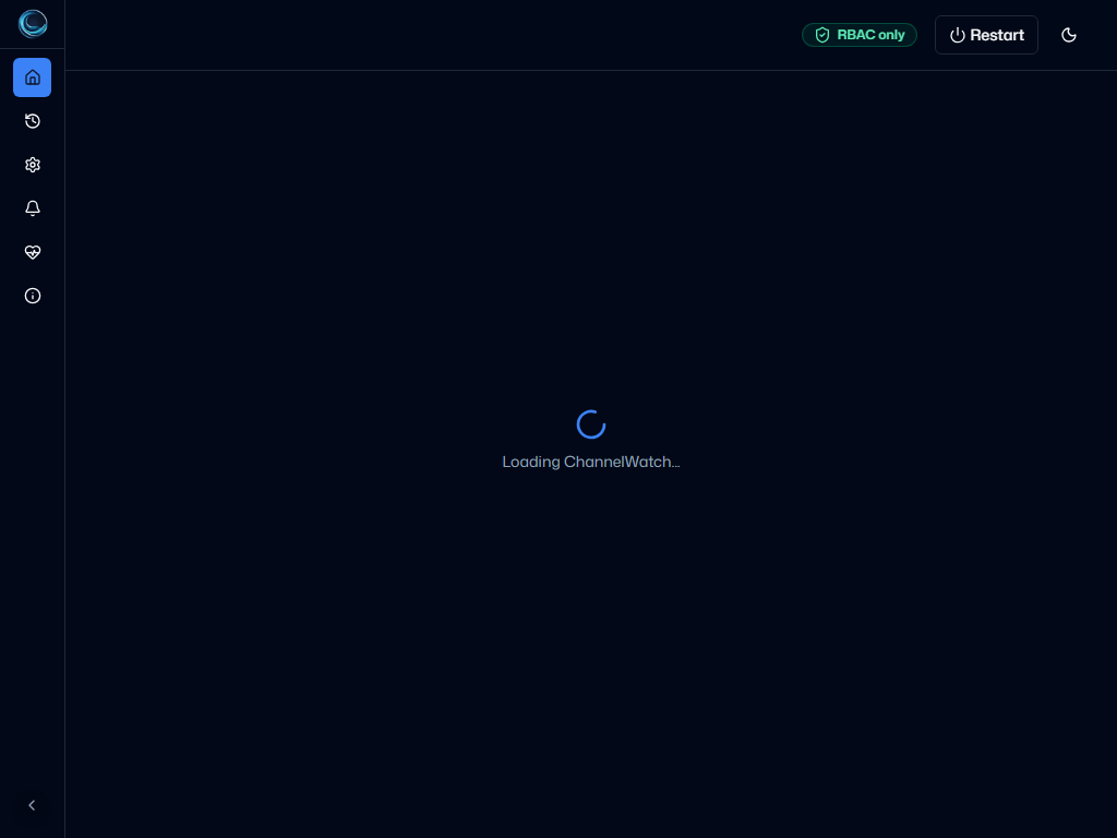 ChannelWatch loading state with spinner while initial settings are still loading